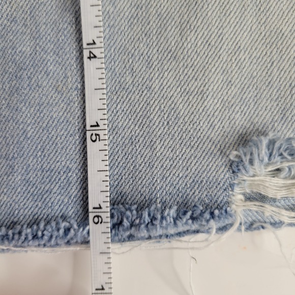 BDG Urban Outfitters Denim Mini Skirt Distressed‎ Raw Hem Button Front XL Boho - Picture 8 of 10